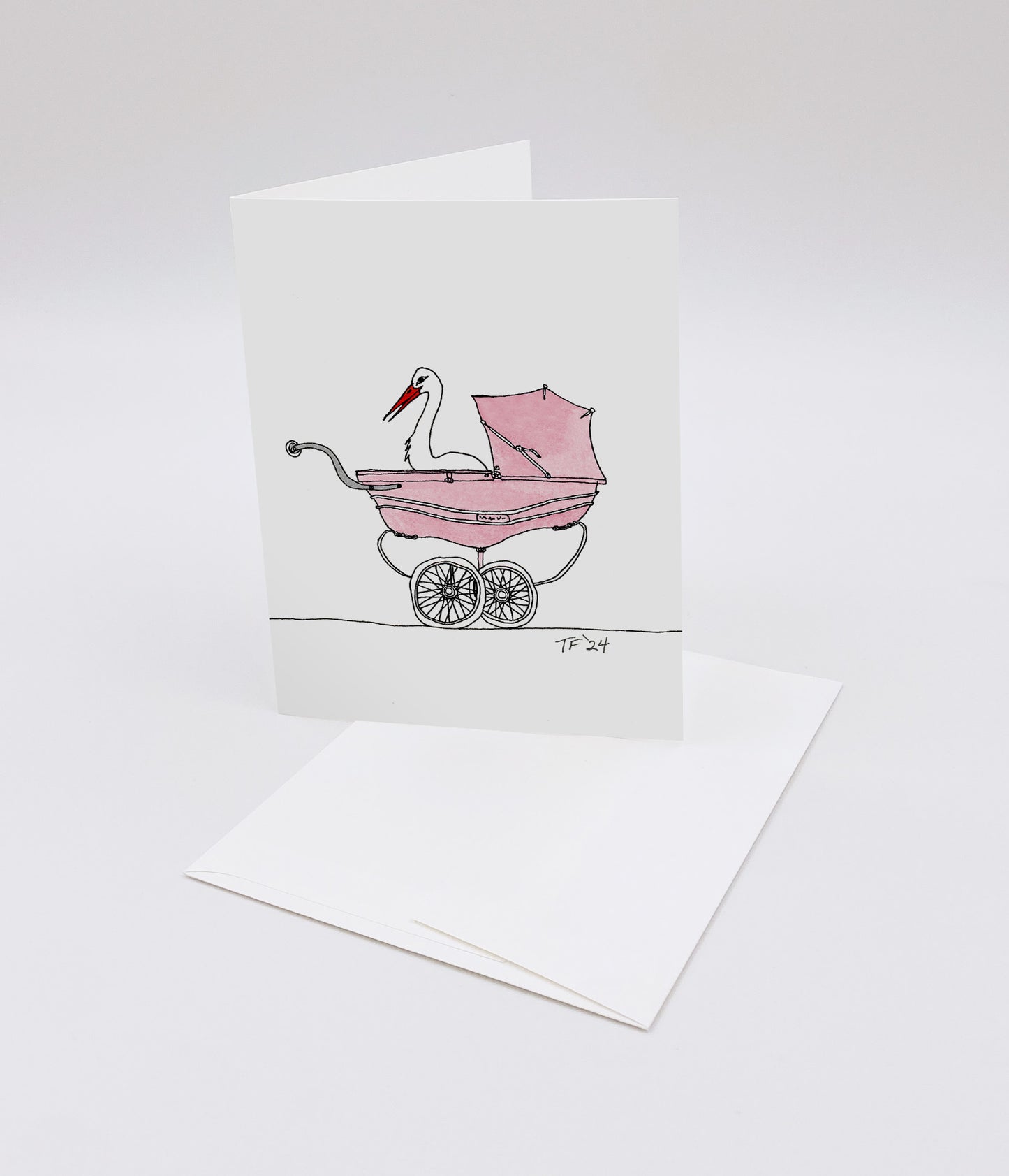 BY 004 - A Stork Sitting in a Pink Pram