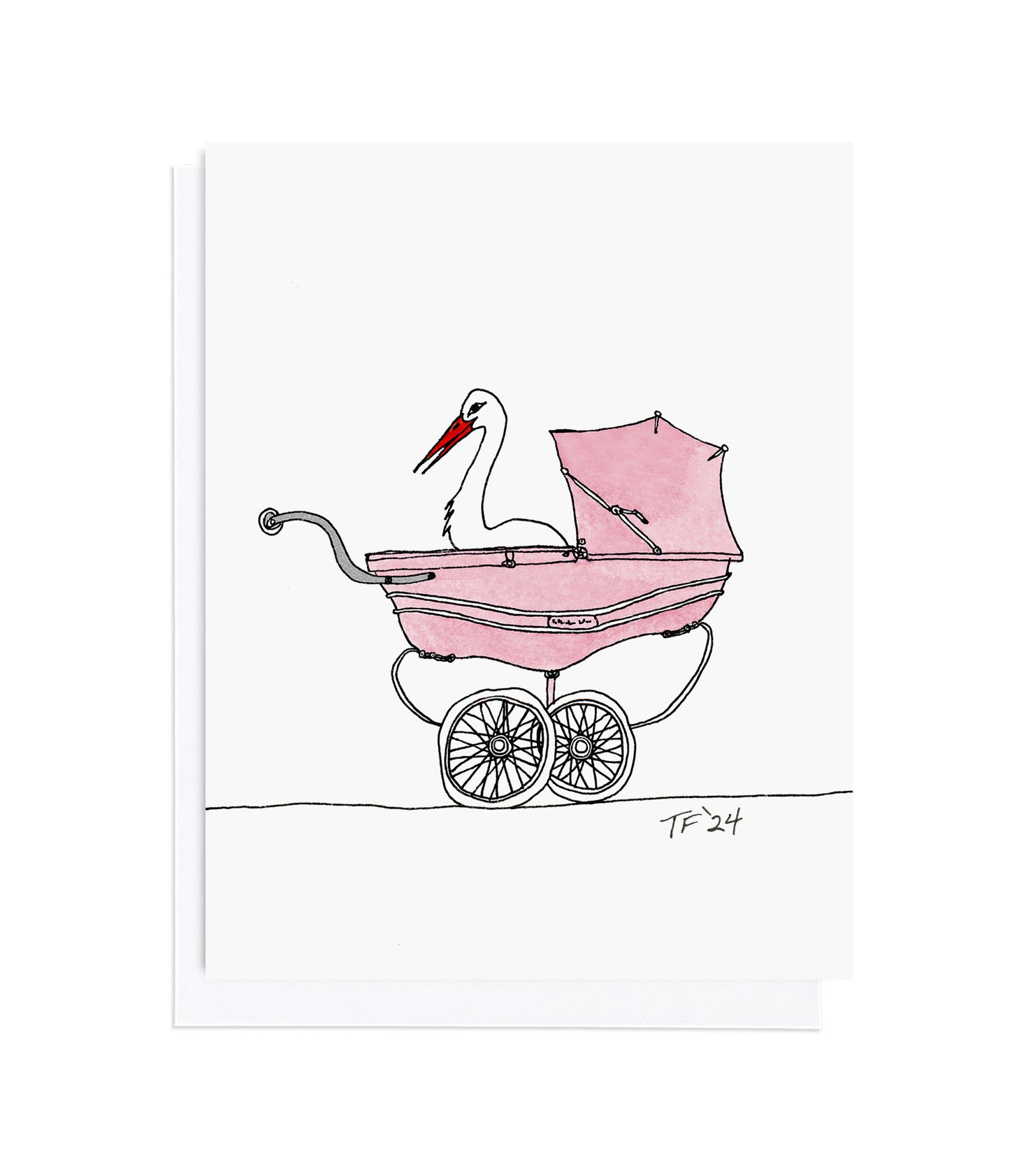 BY 004 - A Stork Sitting in a Pink Pram