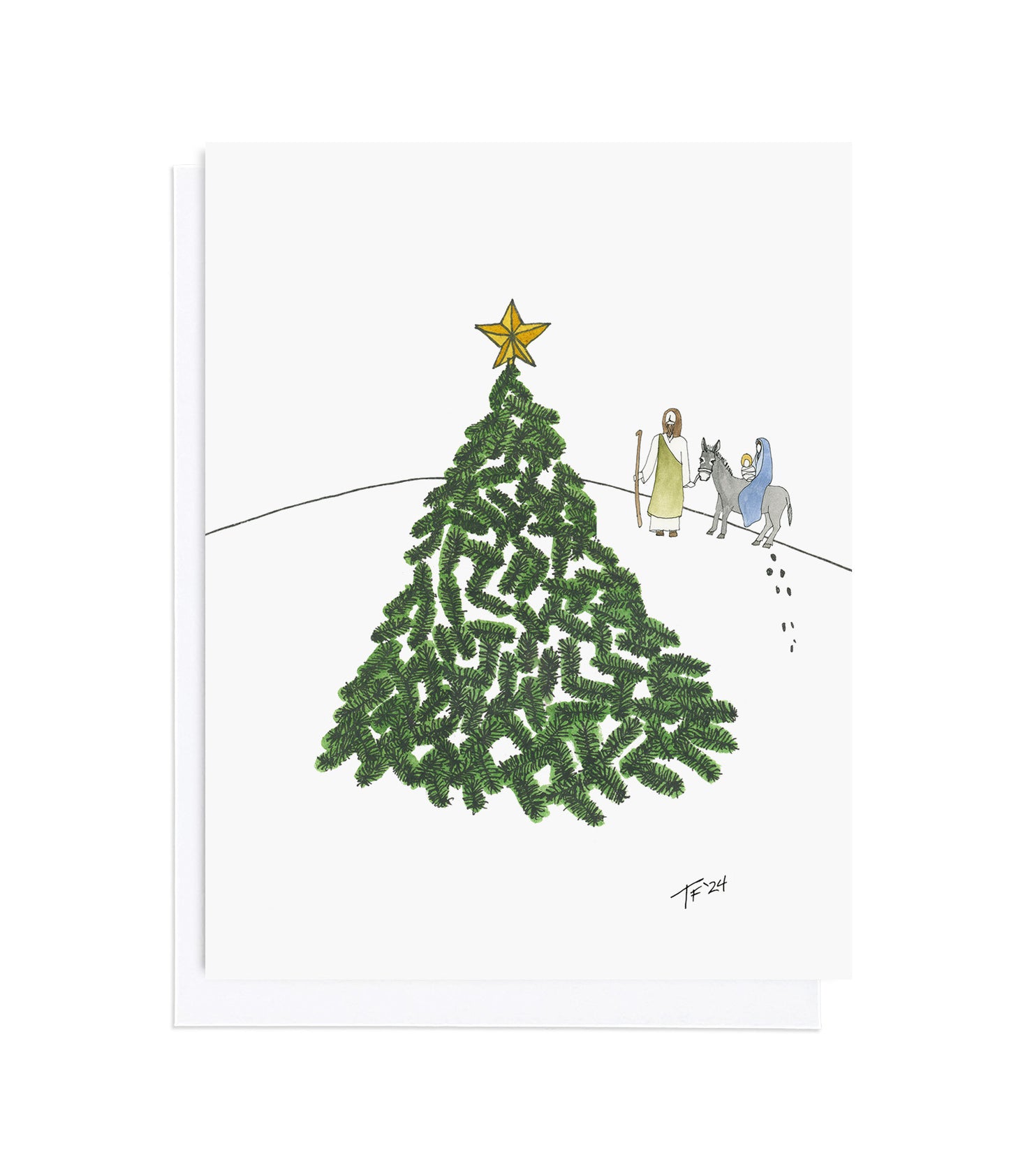 CS 022 - Lone Christmas Tree and Nativity