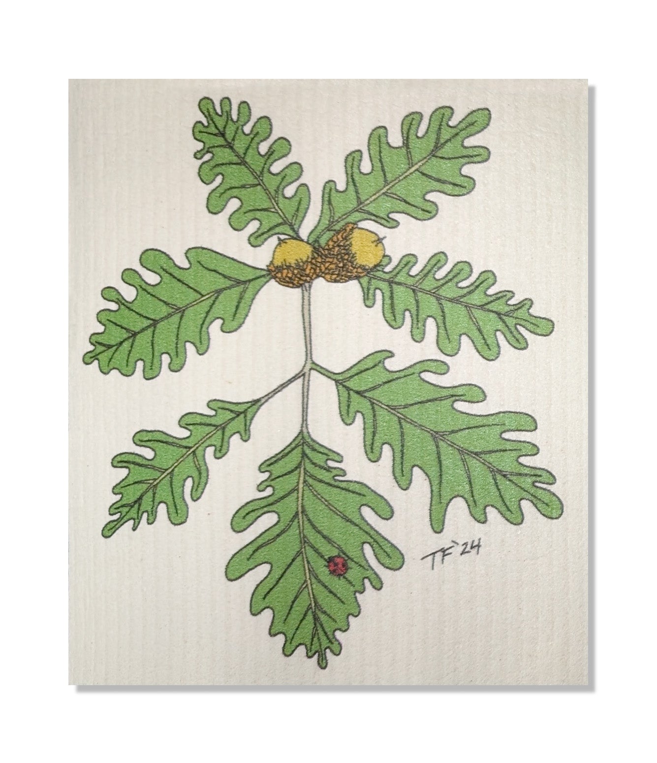 DCBT 017 Bur Oak and Ladybug Swedish Dish Cloth