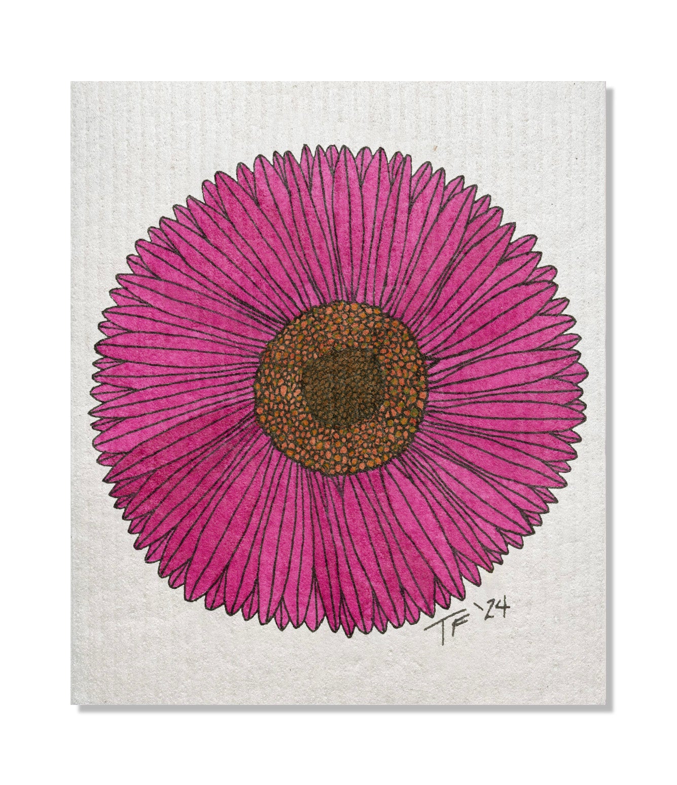 DCBT 023 Fuchsia Gerbera Daisy Swedish Dish Cloth