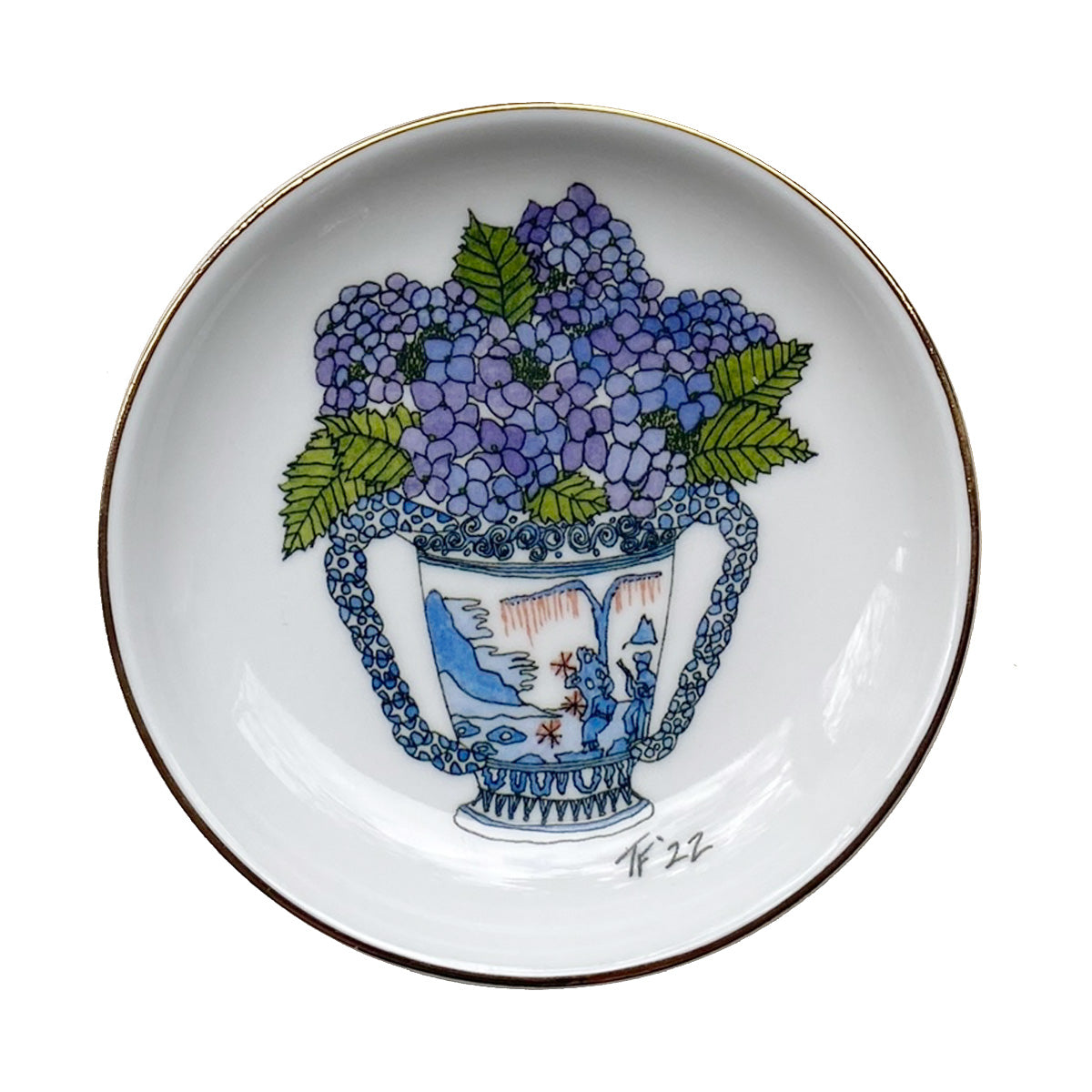 RDBT 009 - Imari Urn with Blue Hydrangea Ring Dish