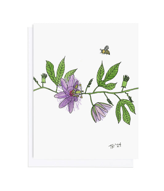 BT 018 Passiflora Incarnata and Bee ((Illustration extends to back)