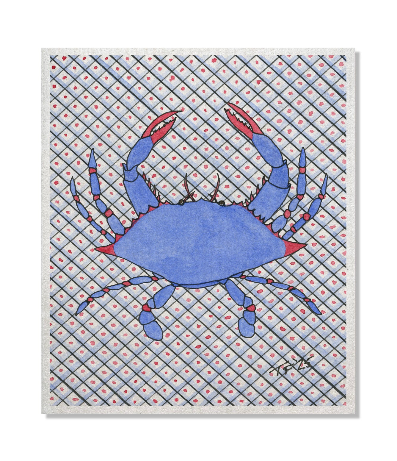 DCOC 015 Crab on Grid Swedish DishCloth