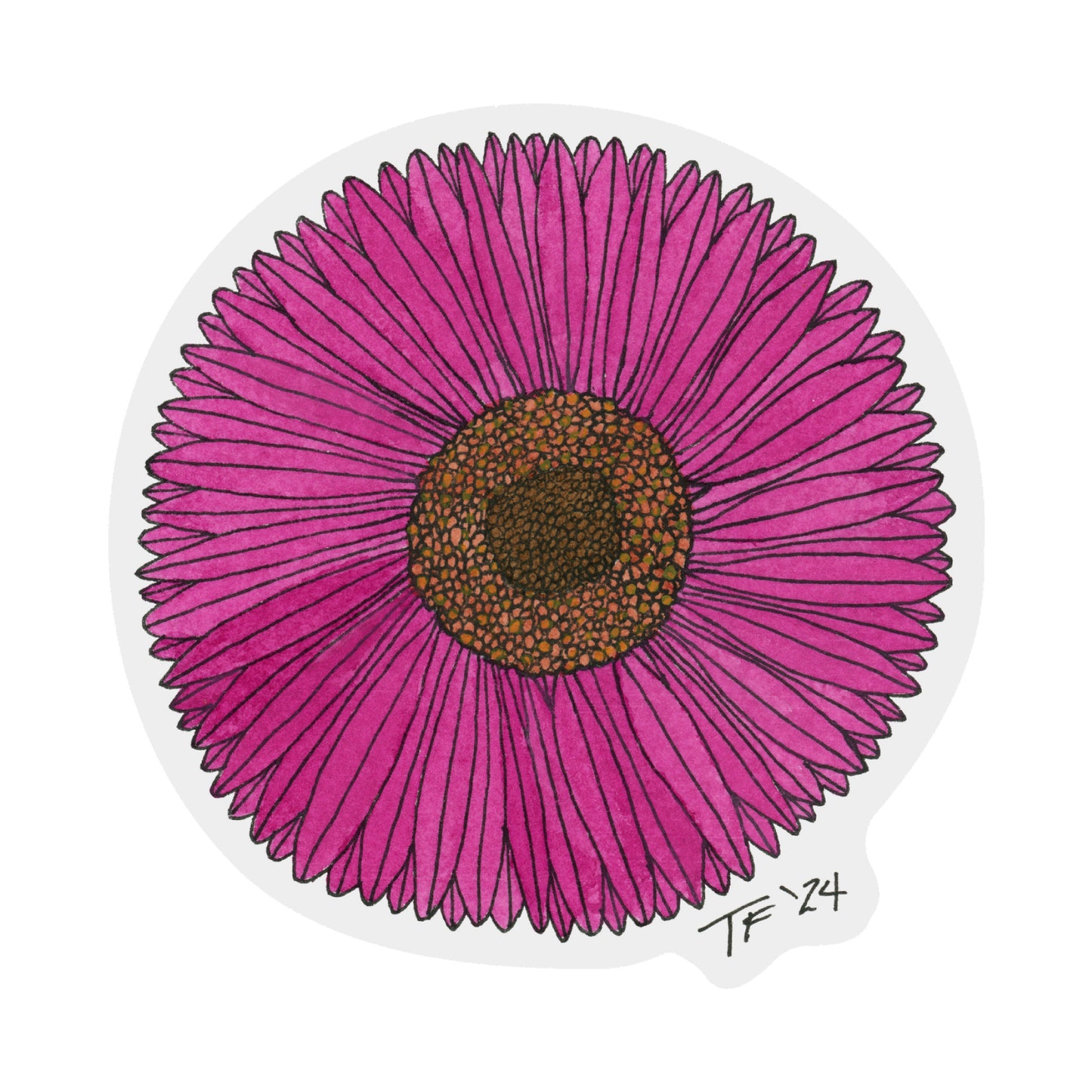 STBT - 023 Sticker Fuchsia Gerbera Daisy